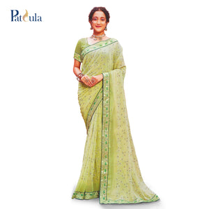 Tikhi Imli Floral Embroidered Heavy Work Saree with Unstitched Blouse